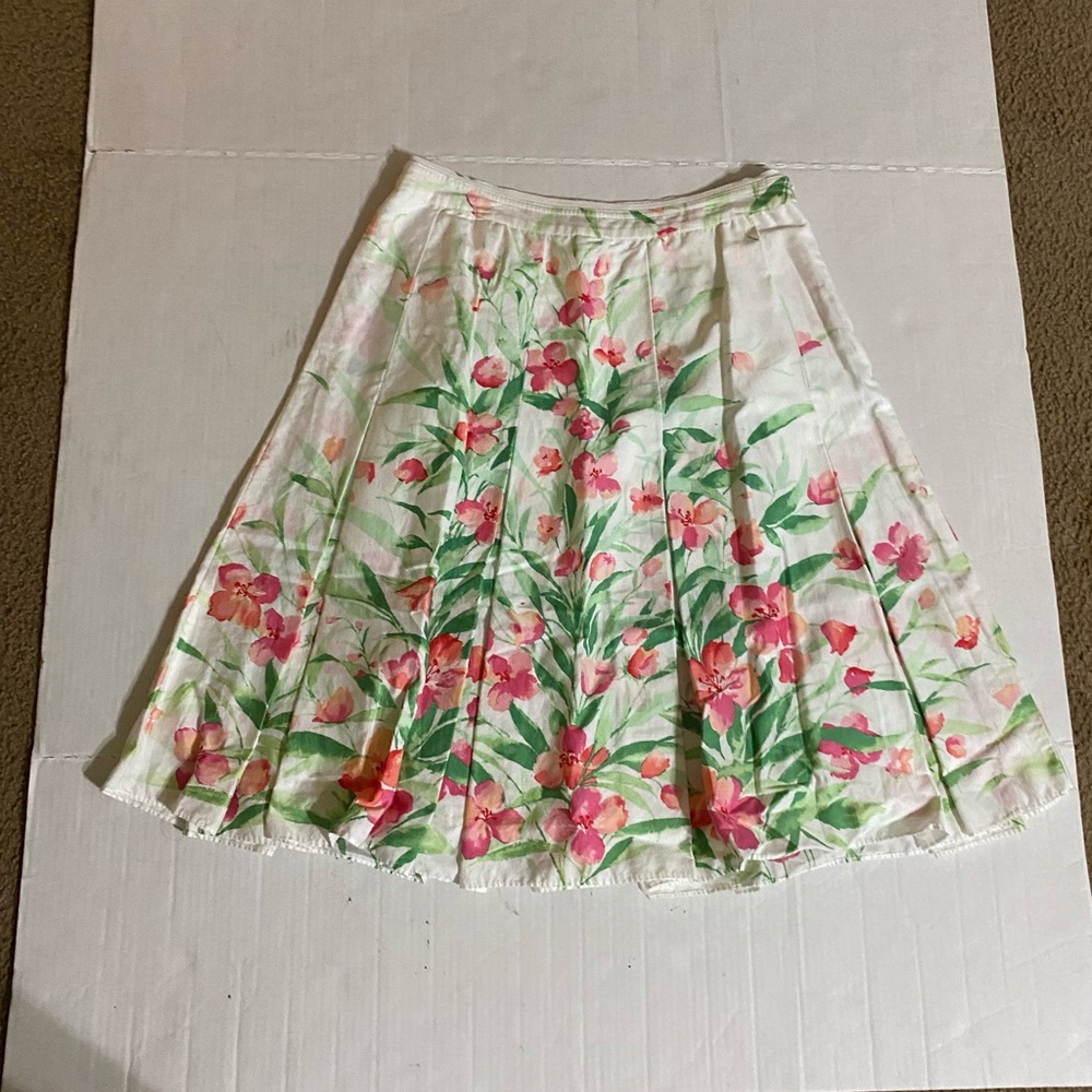 Jones New York Cream Pleated A-Line Skirt Resort Wear